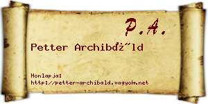 Petter Archibáld névjegykártya